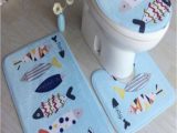 Bathroom Rug Around toilet 3 Pcs toilet Floor Mats Set Cartoon Likable Pattern Water