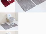 Bathroom Rug Around toilet 3pcs Anti Slip Bathroom Rug Mat Set Stone Pattern soft