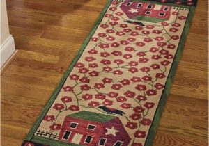 Bathroom Rug Runner 24 X 72 375 37 Primitive Spice Red House Hooked Rug Runner Size 24×72