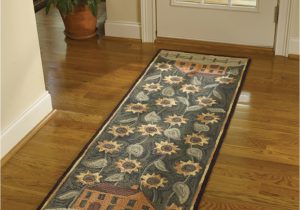 Bathroom Rug Runner 24 X 72 450 37 House & Sunflower Hooked Rug Runner Size 24 X 72