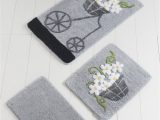 Bathroom Rug Set Green Delton Rectangle Non Slip Floral Piece Bath Rug Set