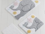 Bathroom Rug Set White noriko Elephants Rectangle Non Slip Piece Bath Rug Set