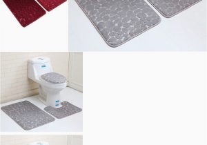 Bathroom Rugs and toilet Covers 3pcs Anti Slip Bathroom Rug Mat Set Stone Pattern soft