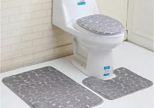 Bathroom Rugs and toilet Lid Covers 3pc Bathroom Set Rug Contour Mat toilet Lid Cover Plan solid Color Bath Mats Grey