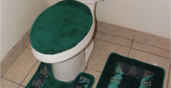Bathroom Rugs and toilet Lid Covers Bathmats Rugs and toilet Covers 3pc 5 Hunter Green