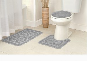 Bathroom Rugs and toilet Seat Covers 4 Pc Diamond Bath Rug Sets