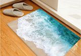 Bathroom Rugs Beach theme Beach Seaside Print Flannel Water Absorb Floor Rug In 2020