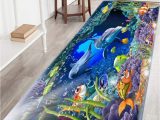 Bathroom Rugs Non Slip Backing Bathroom Rug Non Slip Flannel Microfiber Bath Mat Underwater World Dolphin area Rug with Water Resistant Rubber Back Anti Slip for Kitchen and