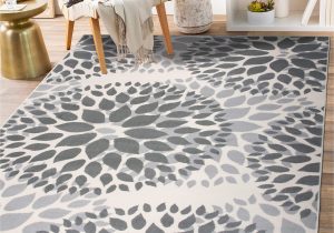 Beaudette Floral Red area Rug Rugshop Modern Floral Circles Design Easy Cleaning for Living Room,bedroom,home Office,kitchen Non Shedding area Rug 5′ X 7′ Gray