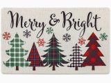 Bed Bath and Beyond Christmas Rugs Merry Plaid Bright Trees Cloudstep 18″ X 30″ Kitchen Mat In Ivory …
