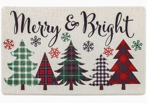 Bed Bath and Beyond Christmas Rugs Merry Plaid Bright Trees Cloudstep 18″ X 30″ Kitchen Mat In Ivory …