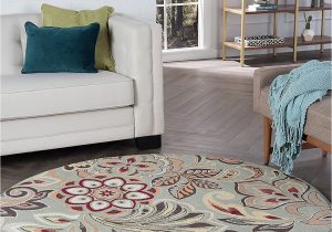 Bed Bath and Beyond Round Rugs Dilek Transitional Floral Seafoam Round area Rug 5 Round