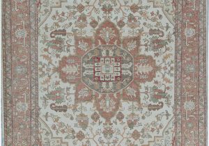 Beige and Rust area Rug oriental Hand Knotted Wool Beige Rust area Rug