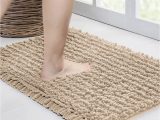 Best Absorbent Bath Rug Walensee Bathroom Rug Non Slip Bath Mat (24×17 Inch Beige) Water Absorbent Super soft Shaggy Chenille Machine Washable Dry Extra Thick Perfect …