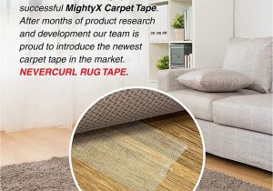 Best Carpet Tape for area Rugs Nevercurl Double Sided Extra Thick Rug Tape with Mesh Fabric 2" by 60 Feet Roll Anti Slip Non Skid Gripper Tape for Rugs Mats Pads Runners