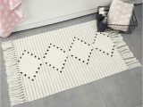 Better Homes and Gardens Cotton Bath Rug Boho Rug, Woven Runner, Fringe for Bedroom, Floor, Cotton, Small Rug, Hand Knitted Tassels, Throw Rug, Washable for Kitchen, Laundry, Bathroom, Door …