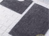 Black and Beige Bathroom Rugs Shiny Sparkling 2pcs Bath Mat Sets Non Slip Water Absorbent Bathroom Rugs Dark Grey by fort Collections