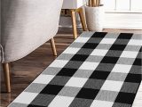 Black and White Checkered Bathroom Rug Earthall Cotton Buffalo Black and White Plaid Rugs Hand Woven Checkered Carpet Washable Kitchen Frontdoor Living Room Laundry Room Bathroom Bedroom
