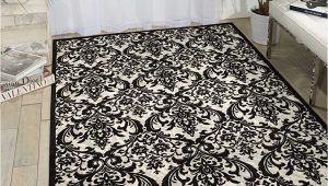 Black and White Damask area Rug Nourison Damask Vintage Black/white 8′ X 10′ area Rug, Easy Cleaning, Non Shedding, Bed Room, Living Room, Dining Room, Kitchen (8×10)