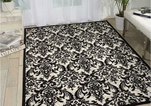 Black and White Damask area Rug Nourison Damask Vintage Black/white 8′ X 10′ area Rug, Easy Cleaning, Non Shedding, Bed Room, Living Room, Dining Room, Kitchen (8×10)