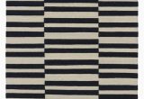 Black and White Striped area Rug 8×10 Misaligned Stripes Ripple Across This Black and Beige Flat