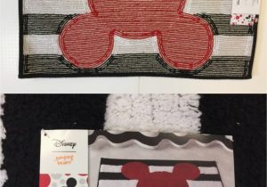 Black and White Striped Bathroom Rug Set Bathmats Rugs and toilet Covers Disney Mickey Mouse