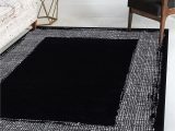 Black area Rug with White Border Beverly Rug Modern Border Indoor 8×10 area Rugs W/ Jute Backing for Living Room, Bedroom, and Kitchen Black/off White