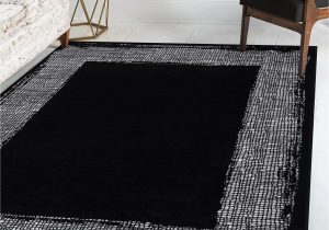 Black area Rug with White Border Beverly Rug Modern Border Indoor 8×10 area Rugs W/ Jute Backing for Living Room, Bedroom, and Kitchen Black/off White