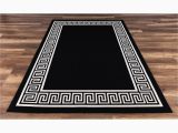 Black area Rug with White Border Gad Greek Key High Quality Indoor Outdoor area Rug Black (as is Item)