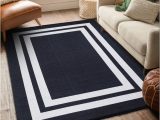 Black area Rug with White Border White Bordered solid Black area Rug for Living Room Rugs – Etsy