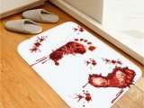 Blood Rug for Bathroom Halloween Red Blood Bath Bathroom Mat Bloody Footprint