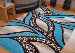 Blue and Brown Living Room Rugs Teal Blue Light Brown Cream Modern soft Thick Rugs Small