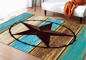Blue and Brown Rugs Amazon area Rug Western Country Style Star On Blue Teal Brown Wood Grain Floor Carpet,non-slip Indoor area Rugs,low Pile Runner Rugs for Entryway Living Room …