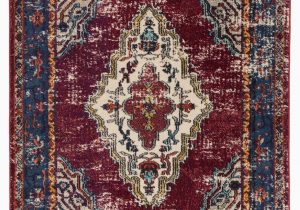 Blue and Burgundy area Rugs Avianna Persian Inspired Medallion Maroon Blue Brown area Rug