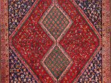 Blue and Burgundy area Rugs E Of A Kind Tadi Traditional Ghashghaei Shiraz Persian Hand Knotted 4 8" X 6 1" Wool Blue Burgundy Beige area Rug