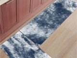 Blue and Gray Kitchen Rugs 2 Pieces Kitchen Rugs Set Cushioned Doormat, Blue and Gray Non Slip Carpet Indoor Entrance Floor Mat Abstract Vintage Painting Texture Durable Door …