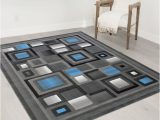 Blue and Gray Kitchen Rugs Handcraft Rugs Blue/silver/gray Abstract Geometric Modern Squares Pattern area Rug