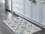 Blue and Gray Kitchen Rugs Maples Rugs Blooming Damask Kitchen Rug, Non-slip Accent area Rug …