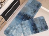 Blue and Gray Kitchen Rugs Tayney Blue Grey Kitchen Rugs and Mats Non Skid Washable Set Of 2, Modern Abstract Kitchen Runner Rug, Contemporary Painting Art Under Sink Mats for …