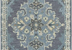 Blue and Gray Wool Rug Rizzy Home Resonant Collection Wool area Rug 8 X 10 Dark Gray Blue Gray Gray Blue Natural Ivory Central Medallion