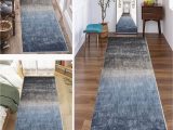 Blue and Grey Runner Rug Blue Grey Runner Rug for Hallway, Kitchen Stairs Carpet Runner with Non Slip Backing, 100cm 1.5m 2m 250cm 300cm 4m 5m 6m Floor Mat ( Size : 2.3 Ft X …