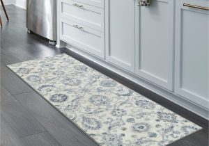 Blue and Grey Runner Rug Maples Rugs Blooming Damask Non Slip Runner Rug for Hallway Entry Way Floor Carpet [made In Usa], 2 X 6, Grey/blue