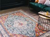Blue and Rust Rug Light Blue and orange Copper Rust Indian Pattern Rug