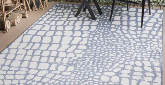 Blue and White area Rugs 5×7 Indoor Outdoor Pebbles area Rug 5×7 Blue White