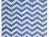 Blue and White Chevron Rug Madisons Blue White Chevron Pattern Cowhide area Rug 8×10