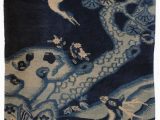 Blue and White Chinoiserie Rug 2 X 4 Antique Chinese Hand Knotted Rug