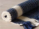 Blue and White Cotton Rug Girard Hand Loomed Rug Default Title 2 X 3