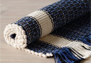 Blue and White Cotton Rug Girard Hand Loomed Rug Default Title 2 X 3