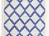 Blue and White Dhurrie Rug Matka Striped Cotton Dhurrie In Blue and White