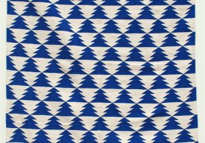 Blue and White Dhurrie Rug Royal Blue and Off White Aztec Design Shuttlewoven Dhurrie